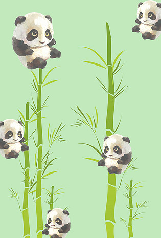 卡通风可爱熊猫底纹背景