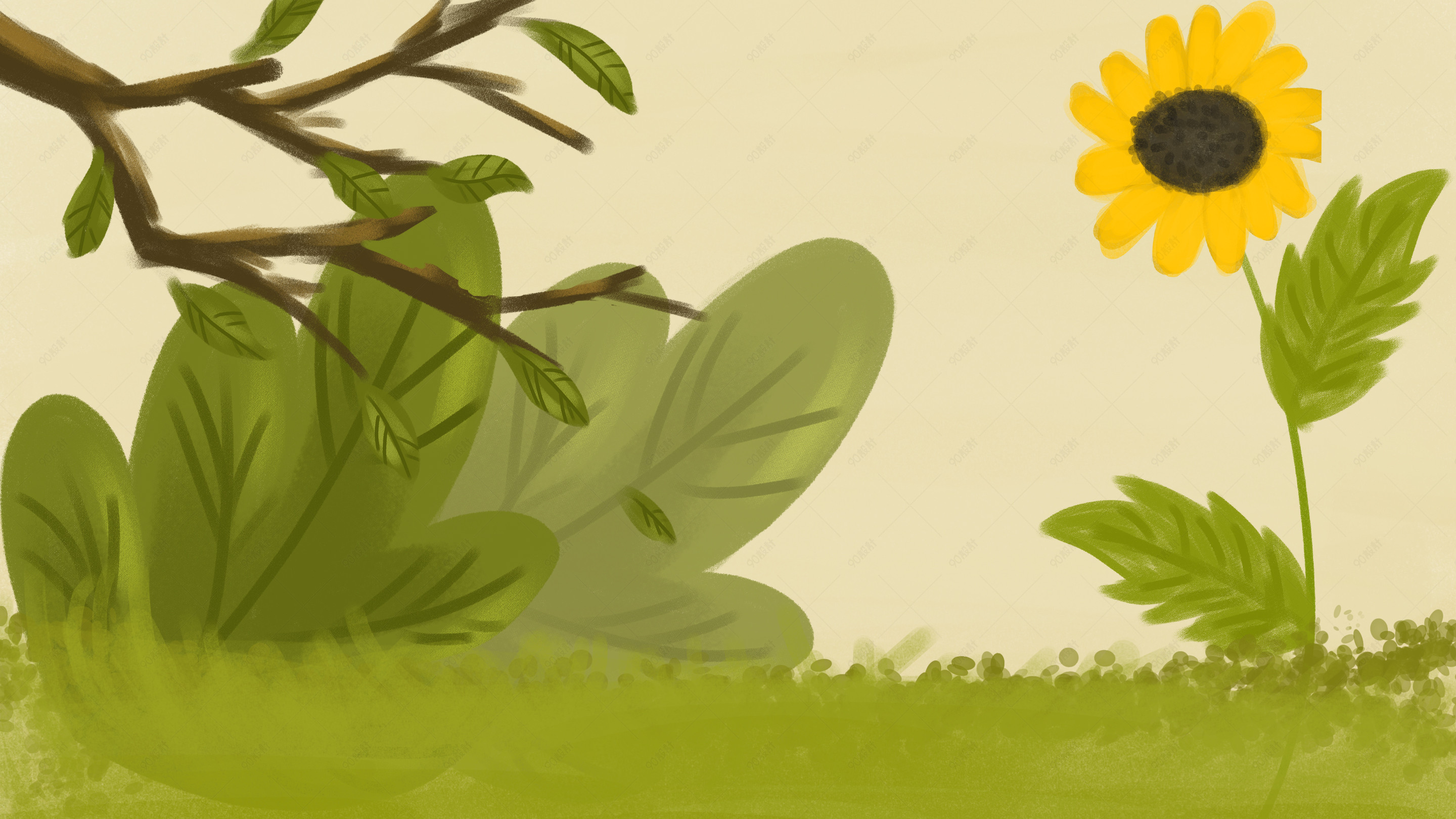 手绘向日葵海报背景