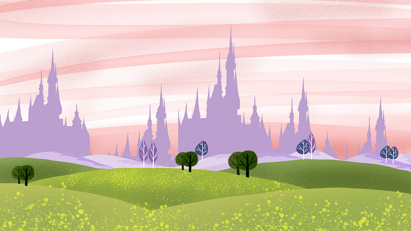 手绘城堡剪影海报背景