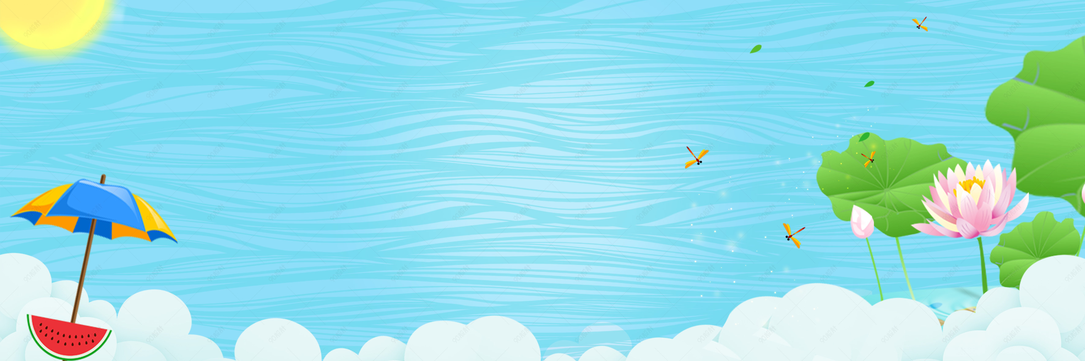 小清新云朵水面背景模板