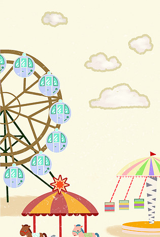 手绘卡通游乐园海报背景