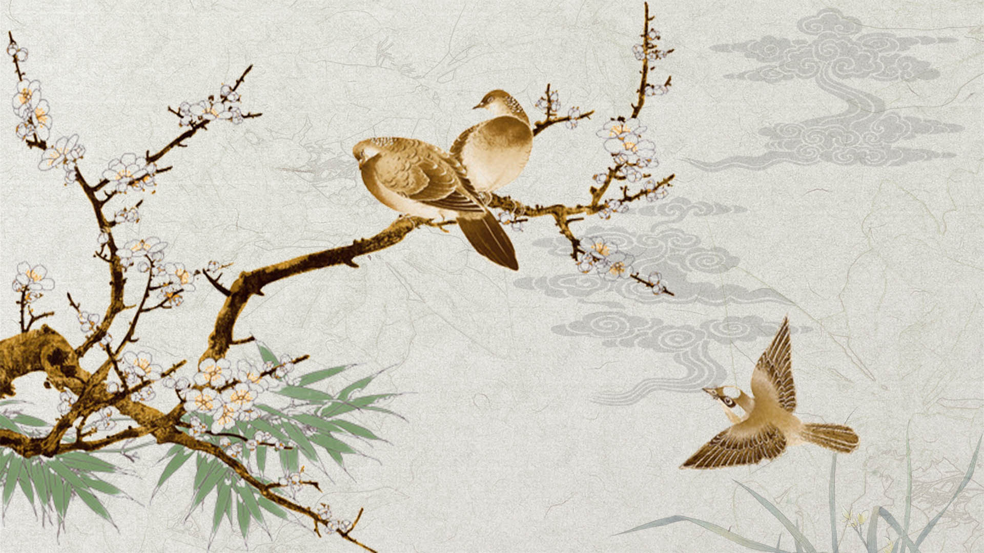 古风花鸟背景海报