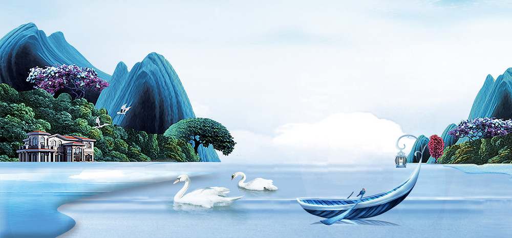 手绘唯美风景浪漫banner