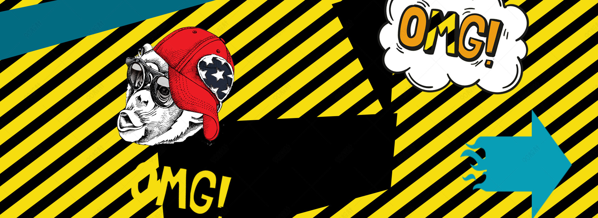 嘻哈服装黄色背景简约风海报banner