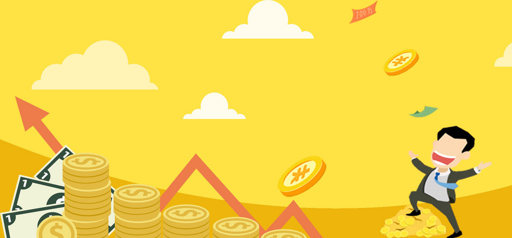 股市升值卡通banner海报背景