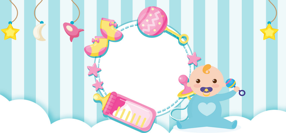 母婴蓝色清新婴儿banner海报背景