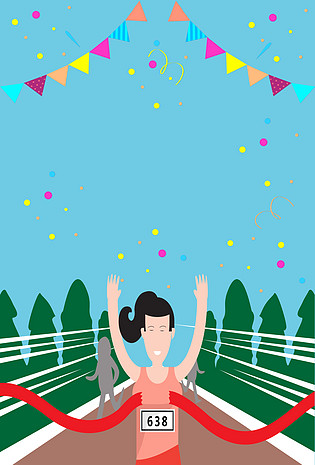 秋季运动会女子跑步比赛手绘海报背景