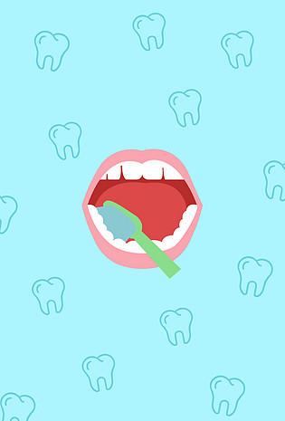 全国爱牙日保护牙齿健康蓝色刷牙海报