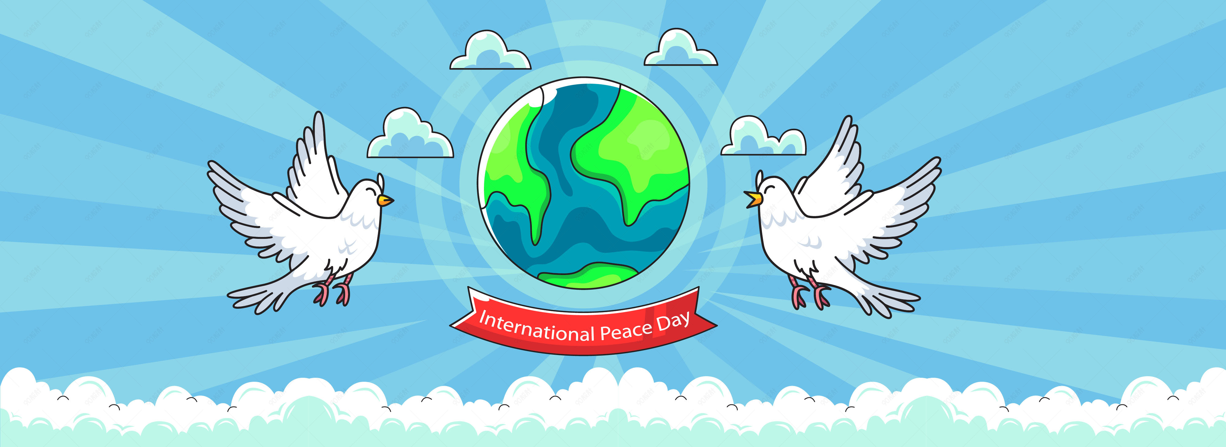 矢量淘宝天猫电商简约世界和平日背景图