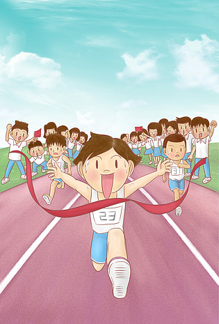 秋季学生运动会手绘卡通教育校园海报