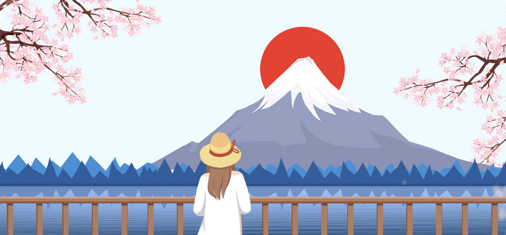 富士山樱花 漫画图片