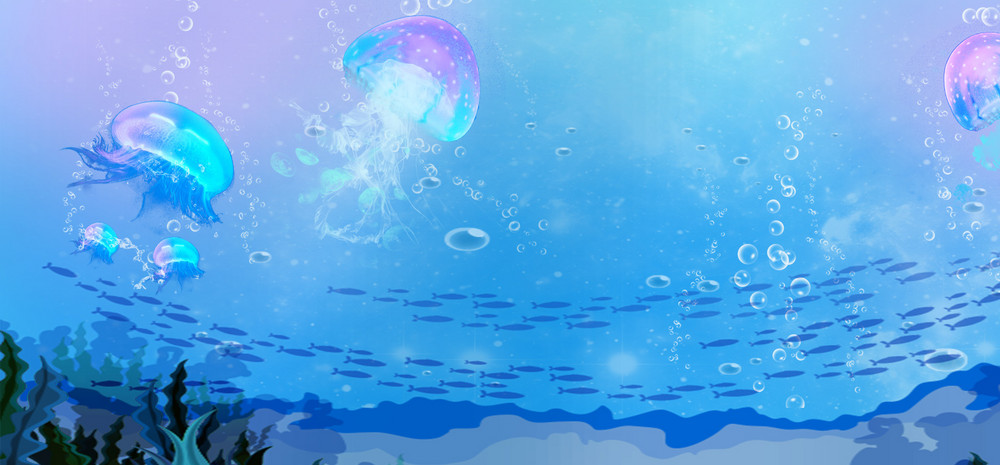 海洋生物水母彩色背景