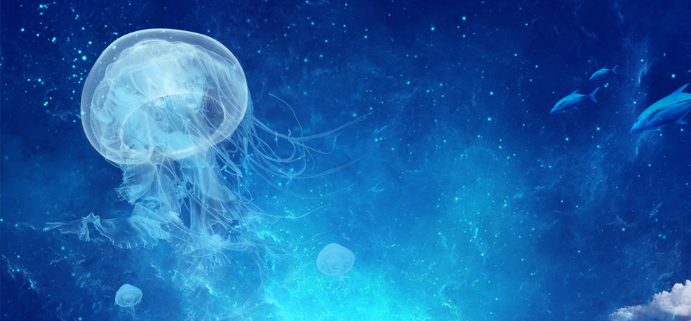 梦幻水母梦幻星空月亮海报