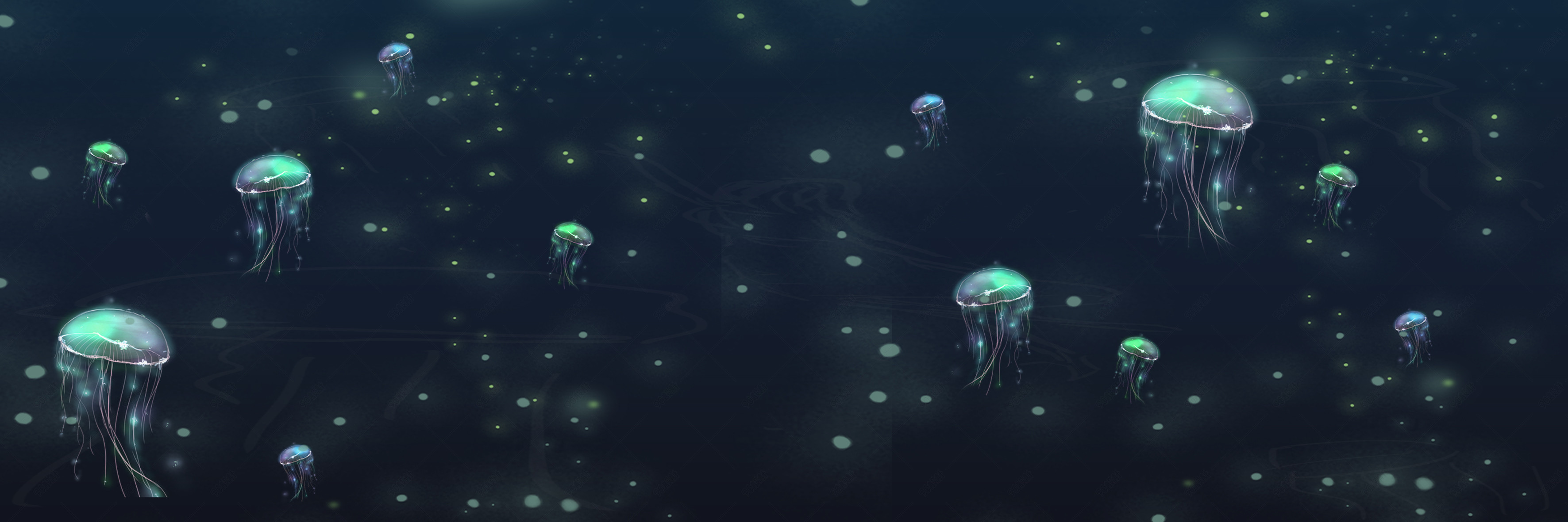 梦幻海底水母背景模板