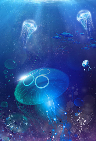 创意合成梦幻水母