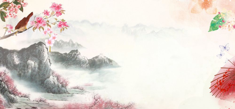 古风唯美清新电商海报背景已下载3次1920x1200中国风水墨画山水画设计
