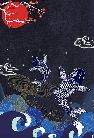 创意合成锦鲤背景