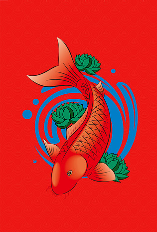 祈福好运转发锦鲤红色海报背景