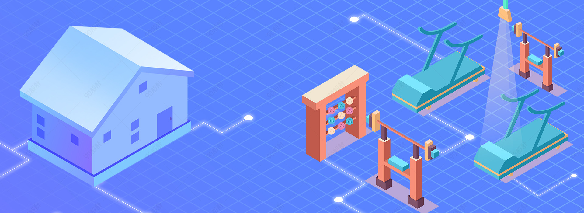 2.5d锻炼健身简约器械海报【电商背景psd】-90设计网