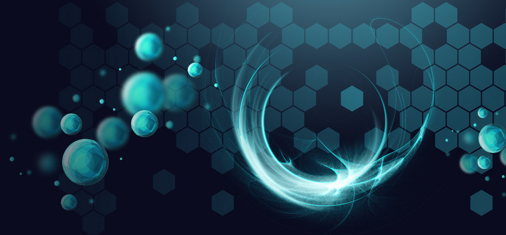 科技感盛典年度总结蓝绿色渐变水感背景