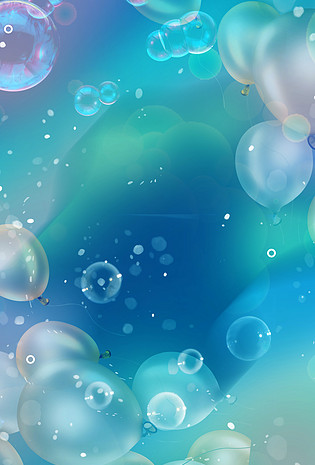 大气唯美蓝色渐变紫色泡泡背景海报