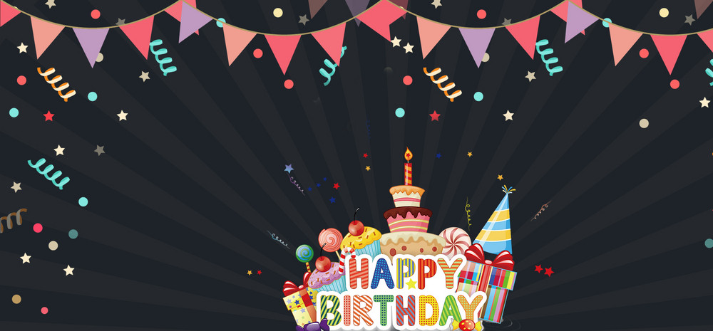 扁平卡通风生日派对生日快乐海报