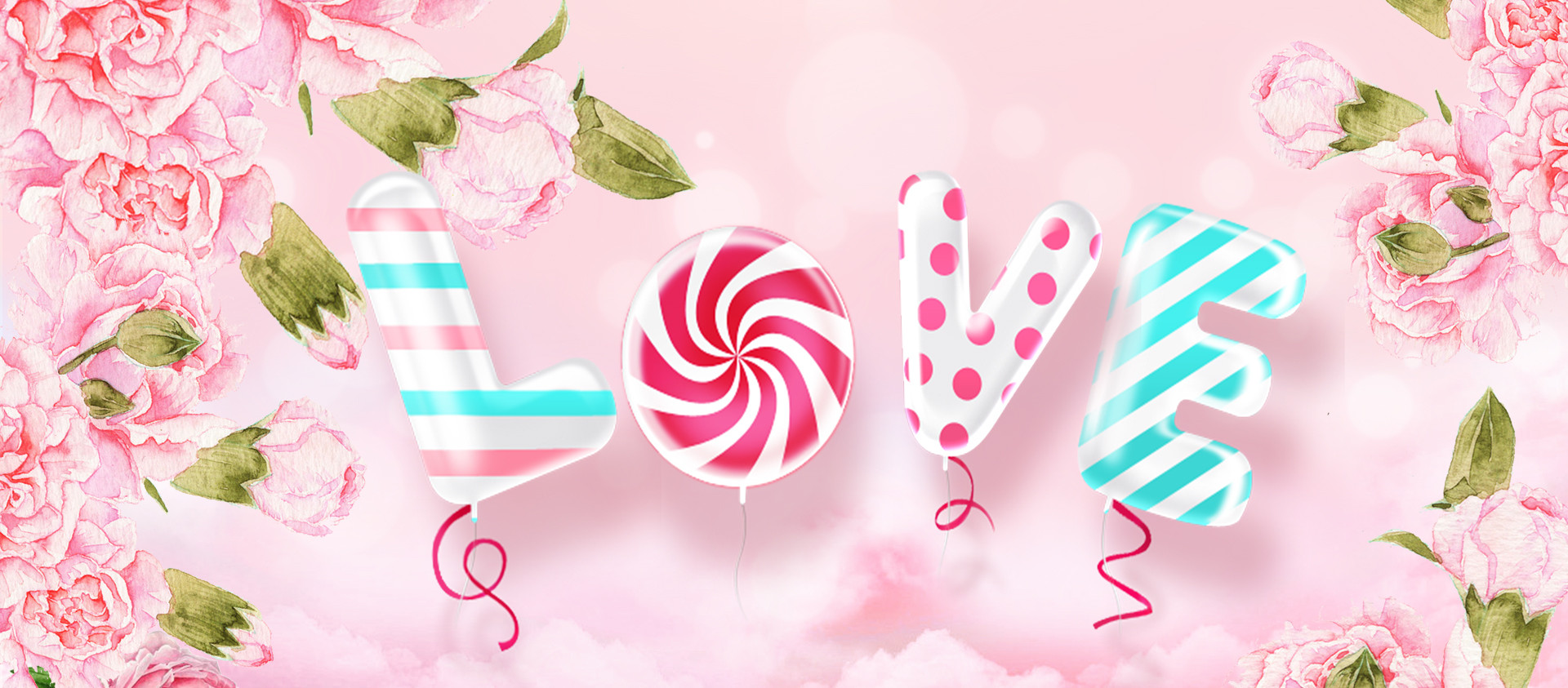 浪漫love清新爱心背景【电商背景PSD】-90设计网