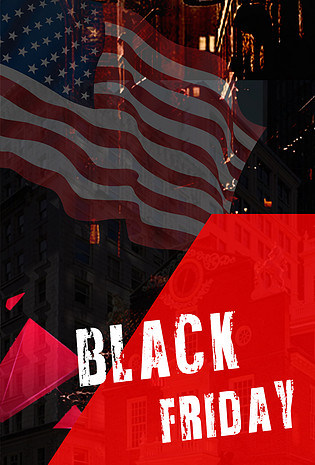 简约黑色星期五红黑背景