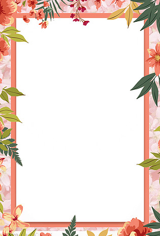 暖色调花卉植物环绕边框拼接海报背景