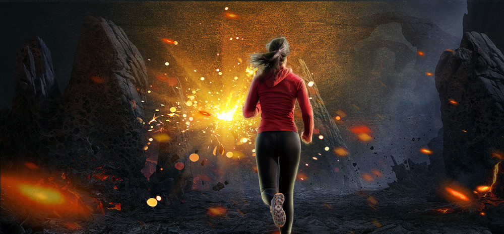 运动健身黑色背景简约风banner