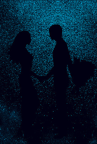 情侣星空剪影背景图