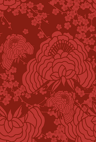 中国风复古大红色花纹纹理图案
