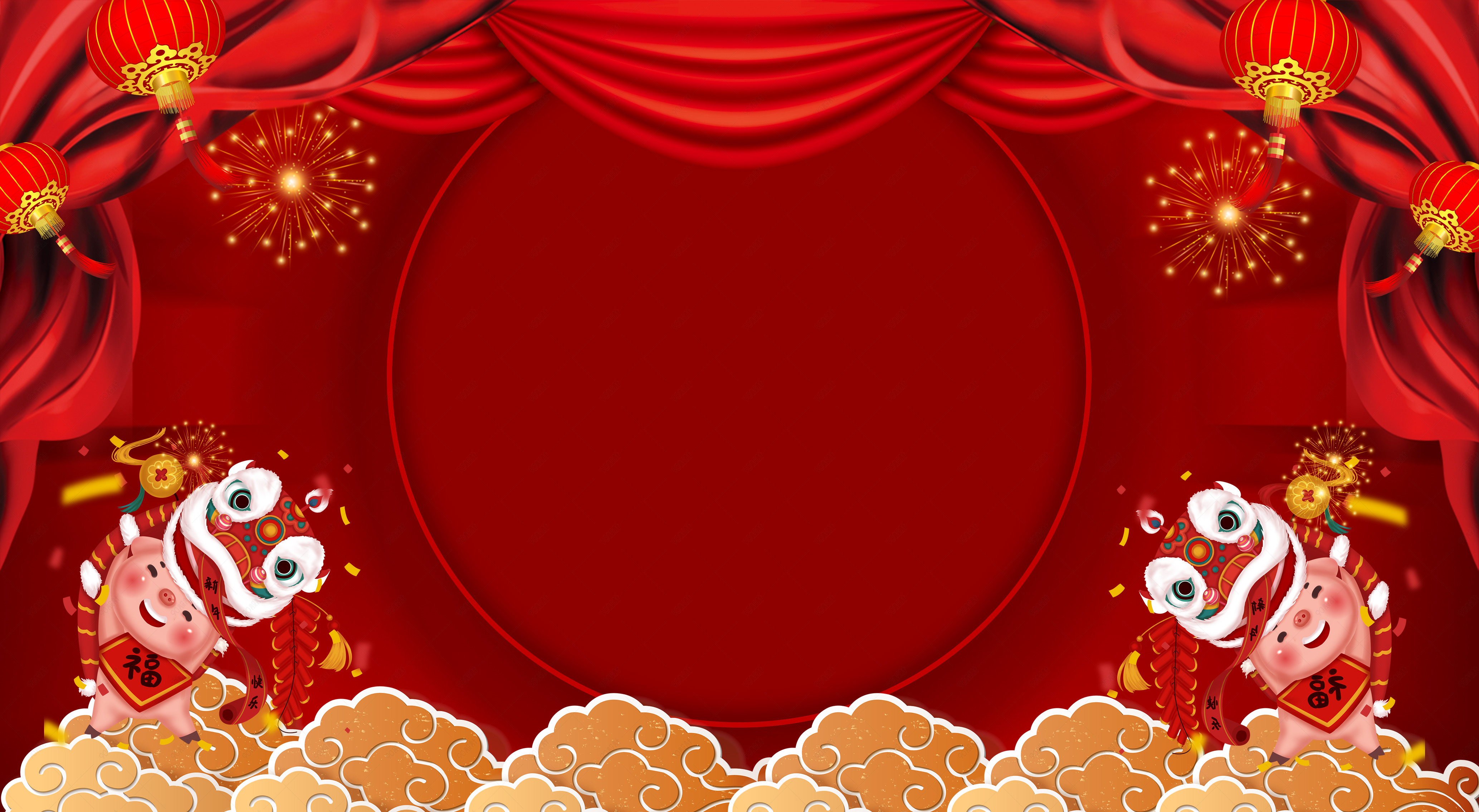 2019元旦跨年猪年背景