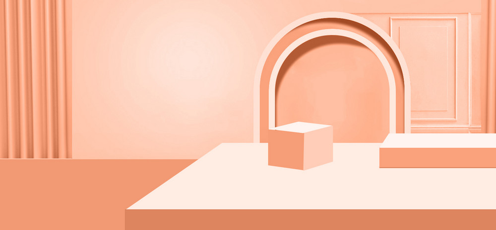 珊瑚橙大气立体几何c4d电商展台促销背景