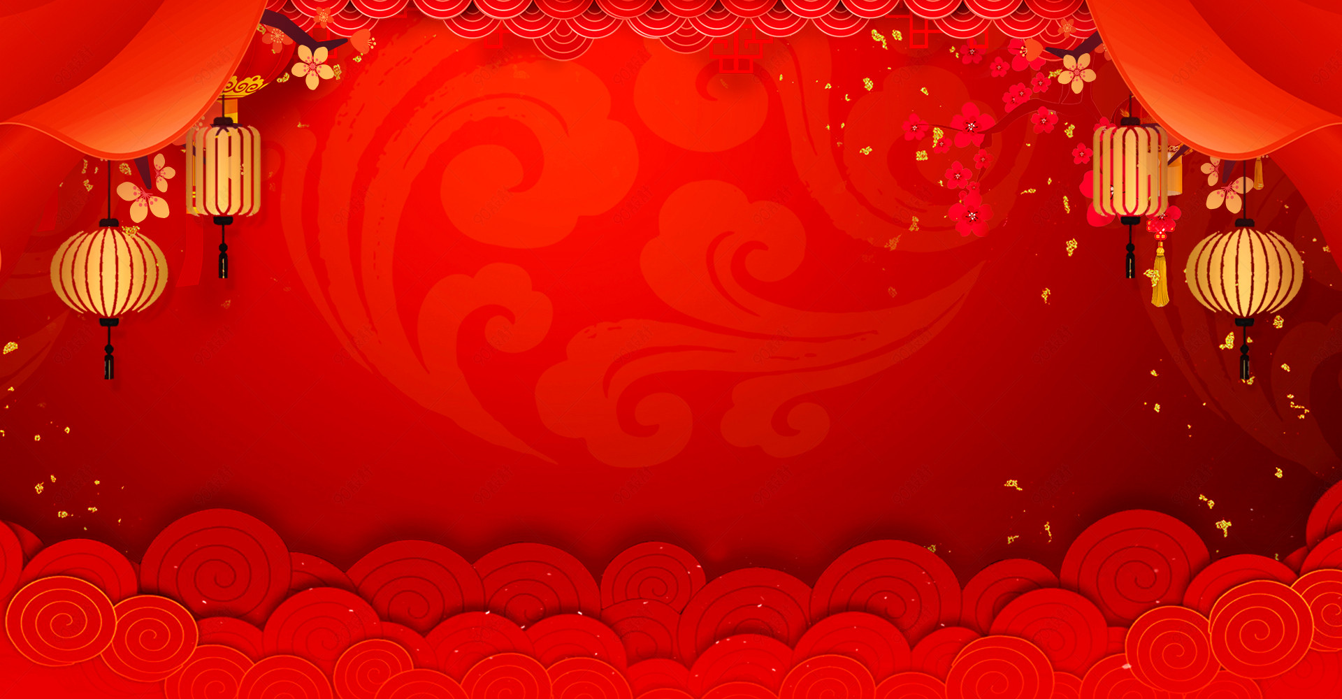新年红色喜庆主图【电商背景psd】-90设计网