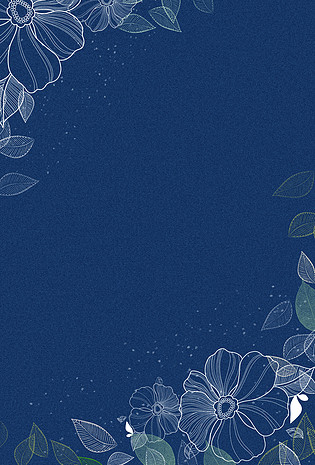 清新唯美简约蓝底白花电商淘宝背景h5背景