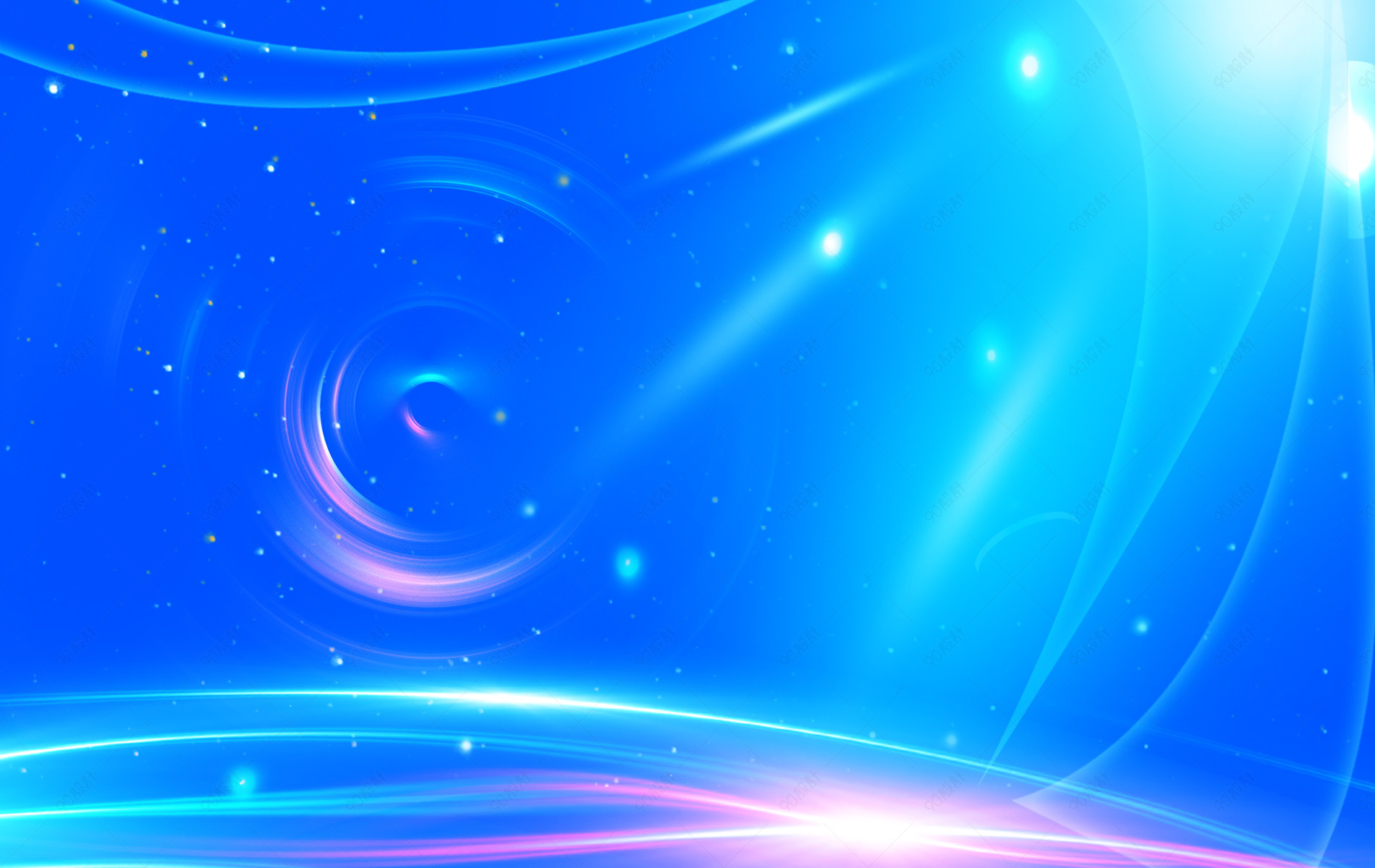 酷炫蓝色多彩展会年会海报背景图片