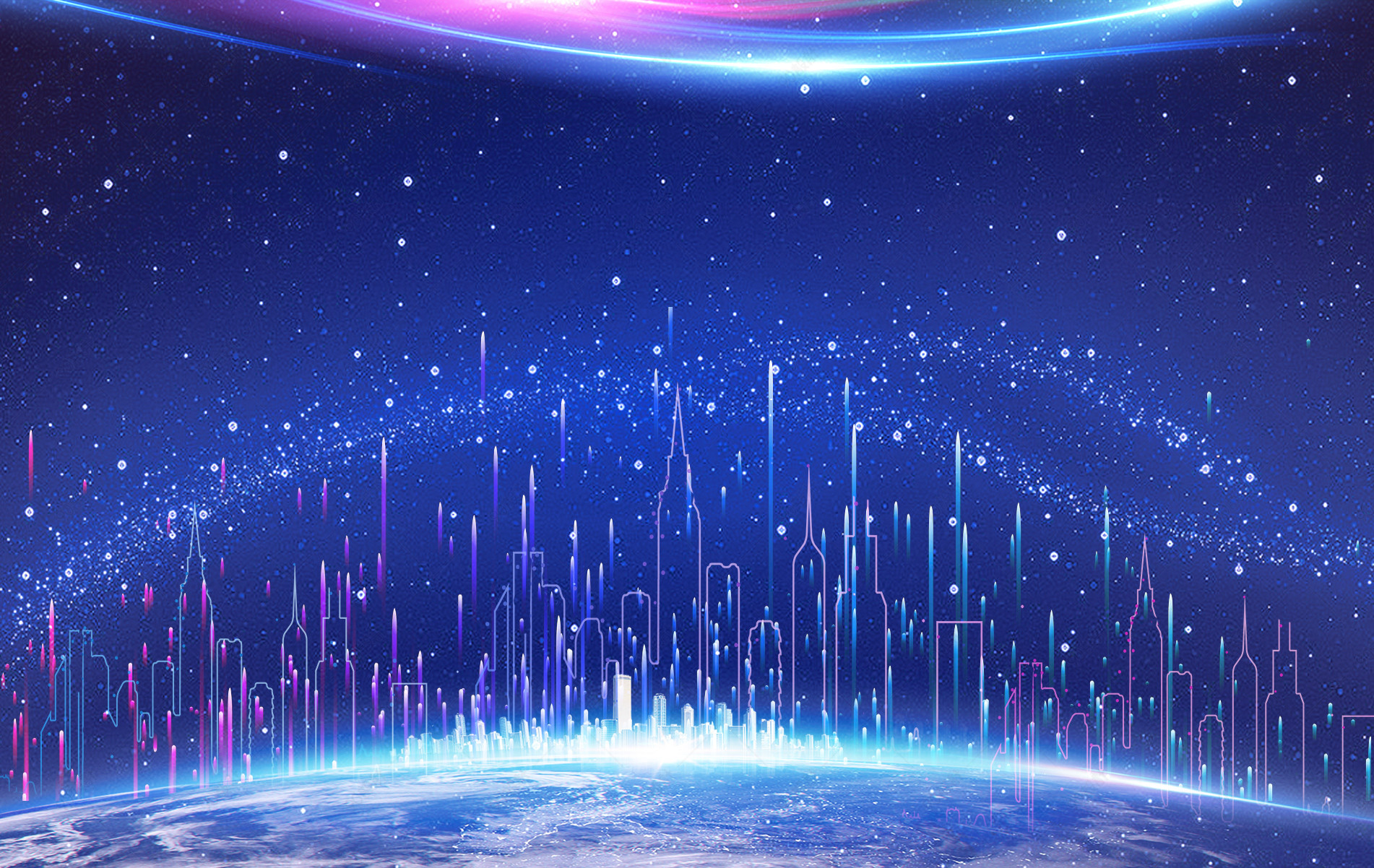 蓝色科技风地产展板年会展会背景图片