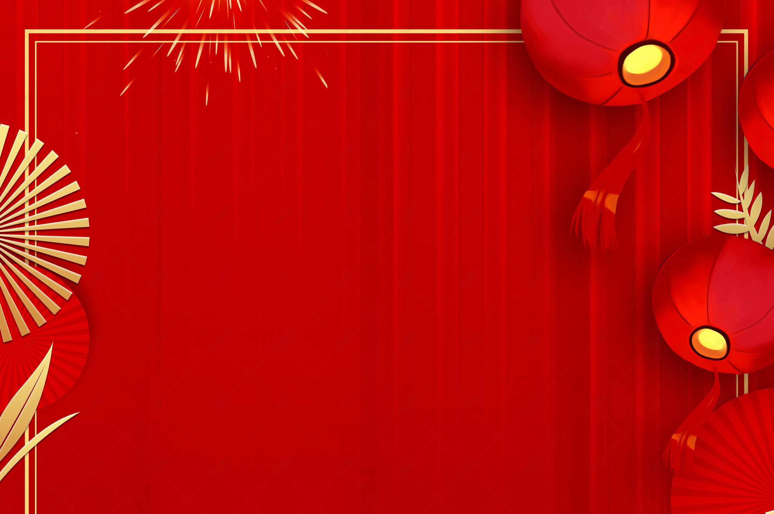 红色大气简约2021牛年海报背景图片