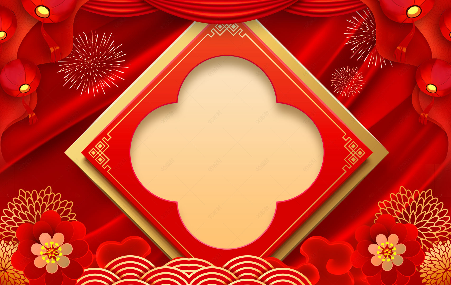 红色2021牛年元旦新年海报背景图片