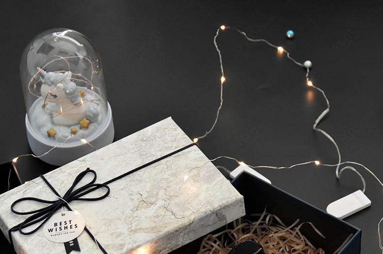 ins风大理石纹理小彩灯礼品包装盒