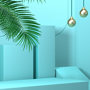 湖蓝色清新简约立体女鞋箱包主图详情页背景