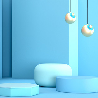 浅蓝色立体清新简约女鞋箱包主图详情页背景