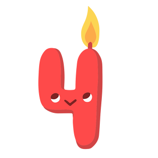 卡通生日蜡烛数字4