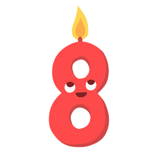 卡通生日蜡烛数字8
