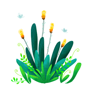 春天手绘花簇花朵黄色小花素材