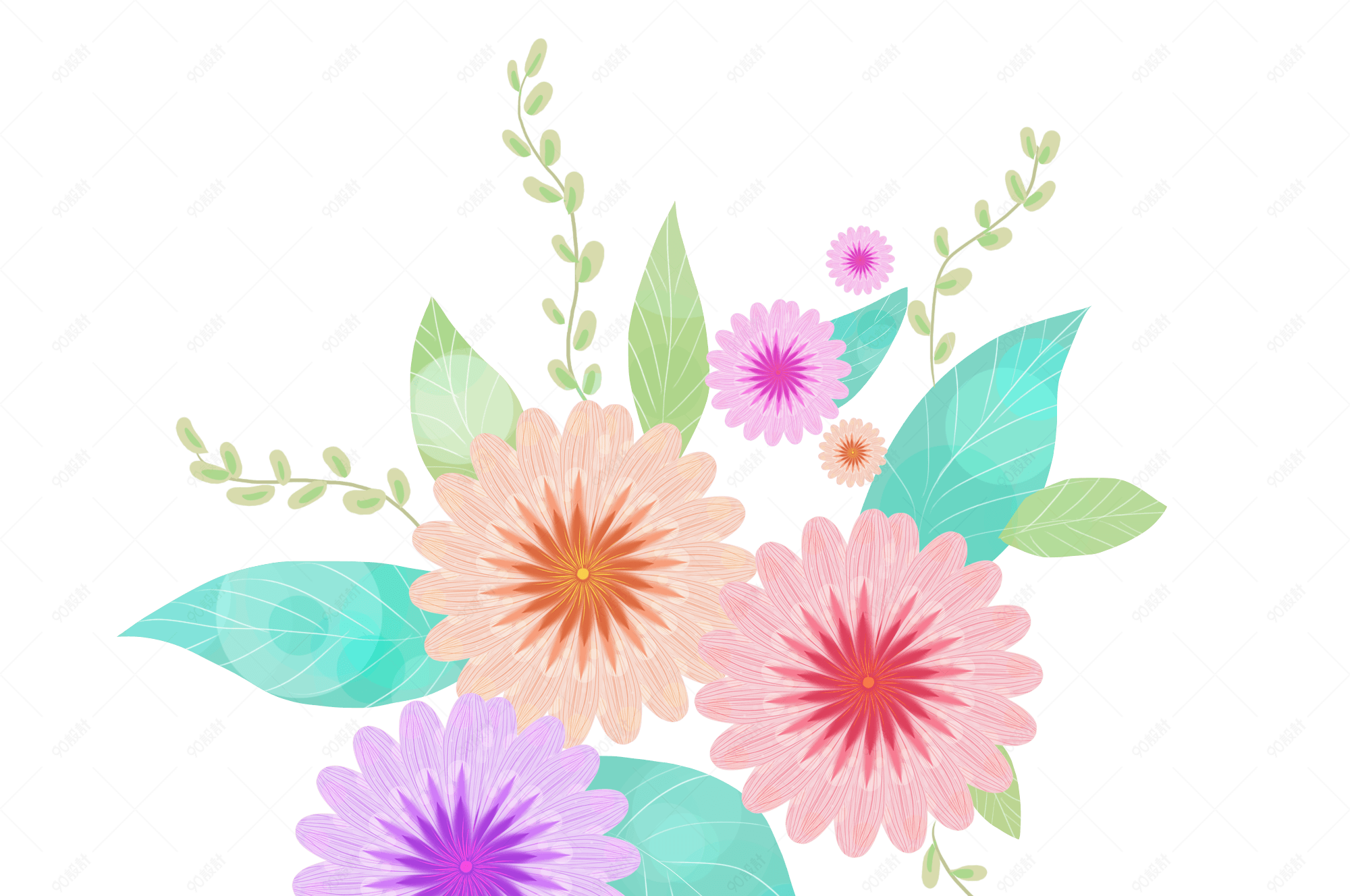 卡通手绘车轮花装饰花边