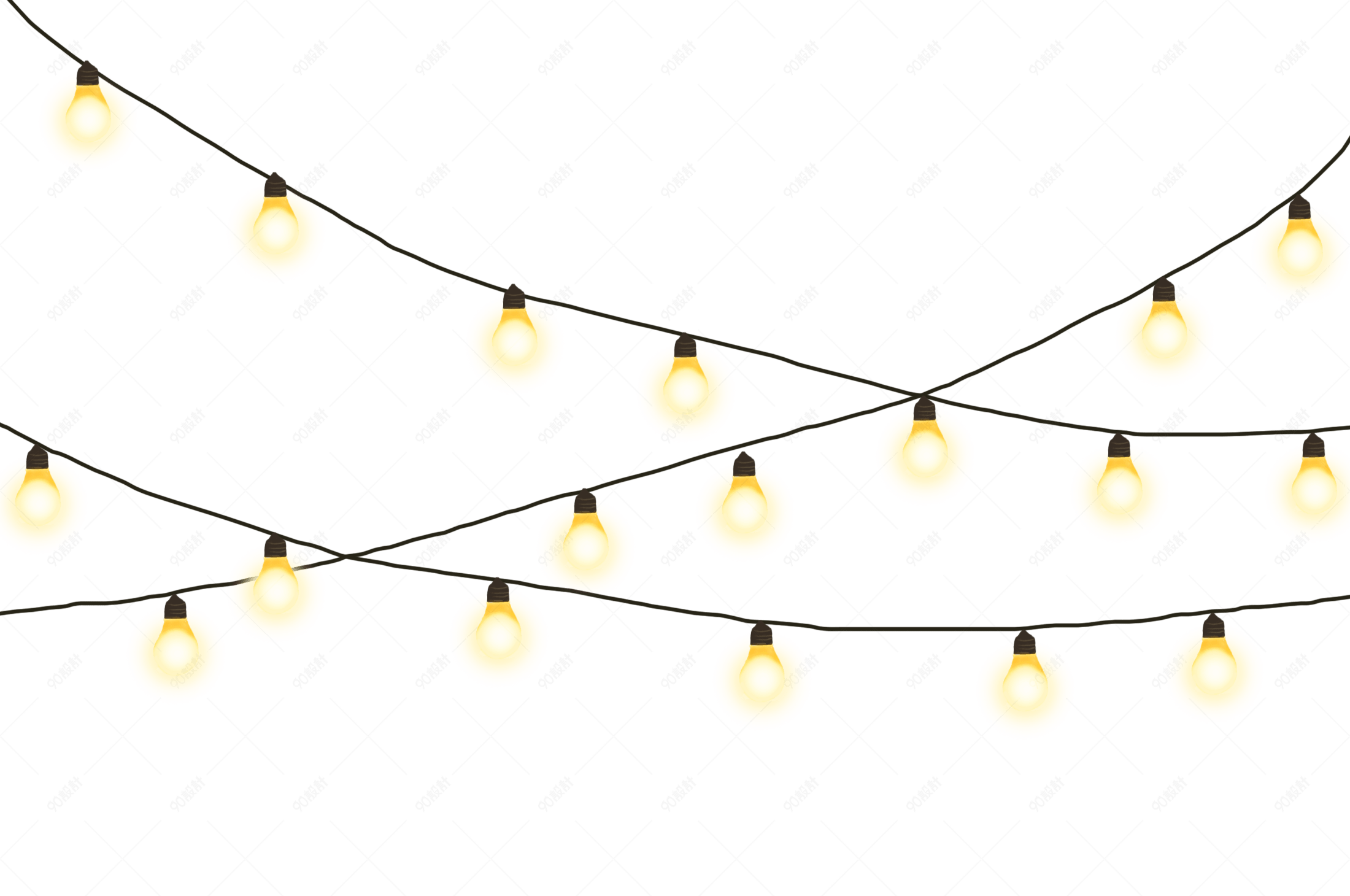 黄色夜晚小灯串装饰素材