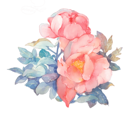 清新唯美水墨水彩牡丹花