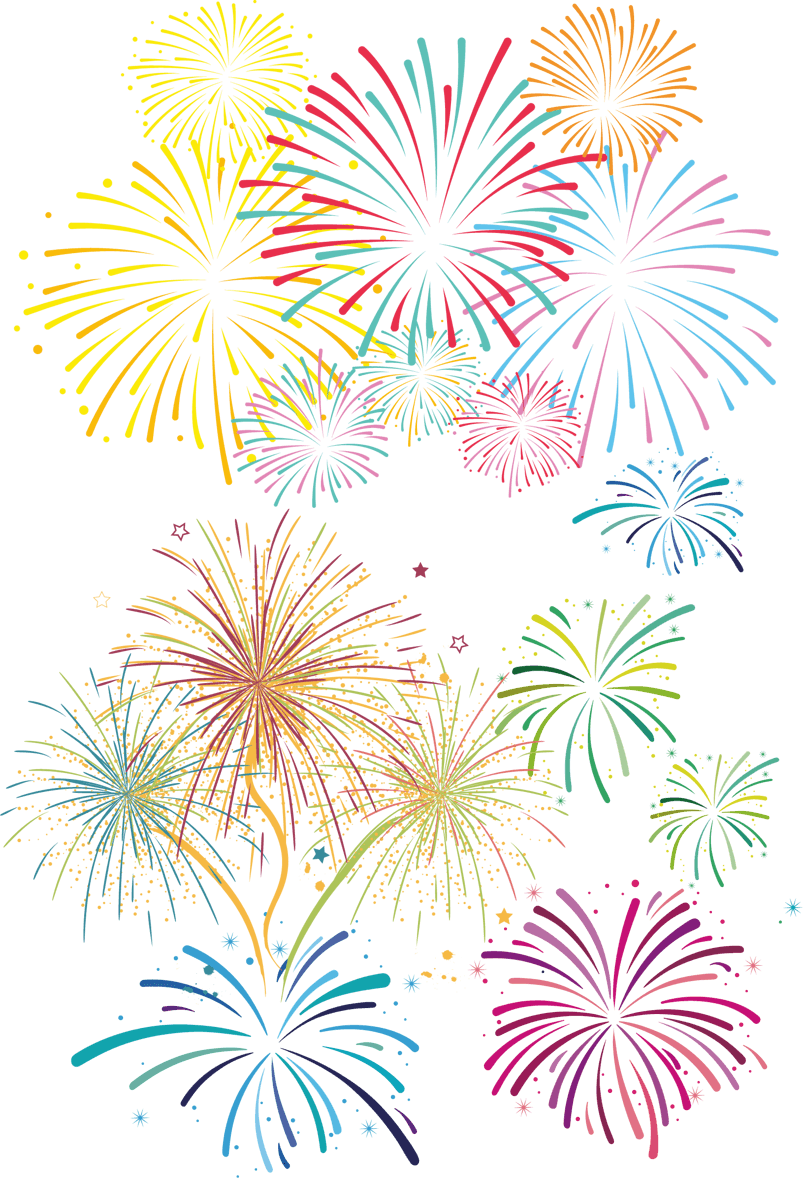 卡通手绘彩色美丽烟花合集